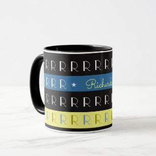 Tasse de typographie cool et élégante avec R initi