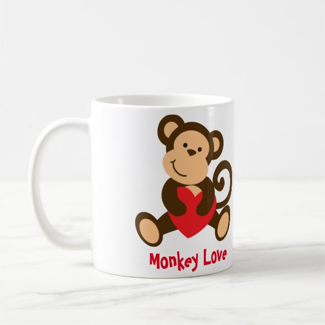 Tasse de Valentine d'amour de singe (Gauche)