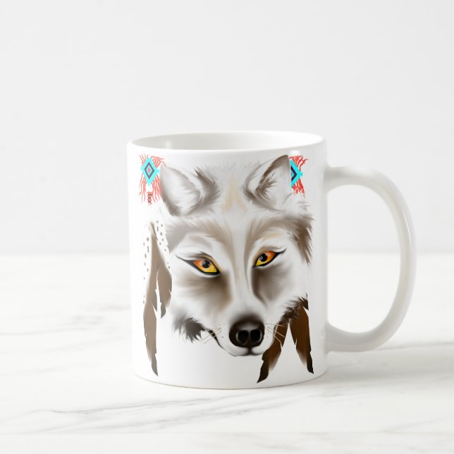 Tasse de visage de loup blanc (Droite)