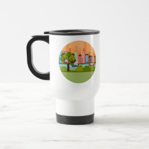 Tasse de voyage avec une scène de ville