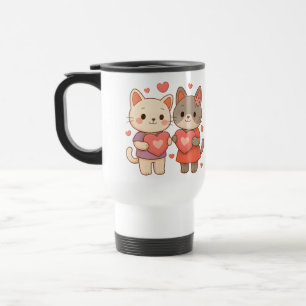 Tasse de voyage Cœur de chats romantiques