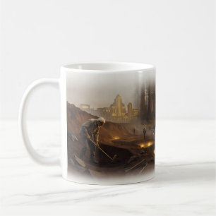 Tasse de voyage côtier de l'homme à la recherche d
