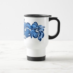 Tasse de voyage de ketmie d'aquarelle