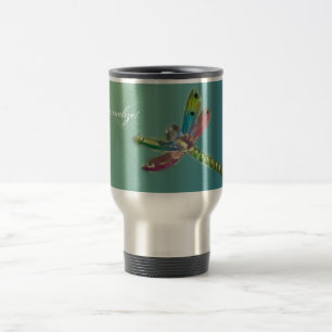 Tasse de voyage de libellule de vol