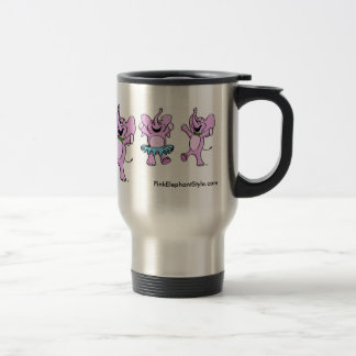 Tasse de voyage de logo d'éléphants roses