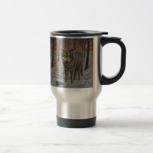 Tasse de voyage de loup de bois de construction