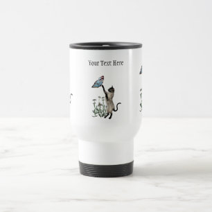 Tasse de voyage de marguerites de papillon de chat