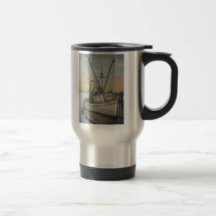 Tasse de voyage de peinture de bateau de crevette