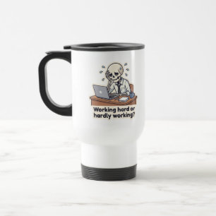 Tasse de voyage drôle de squelette de bureau épuis