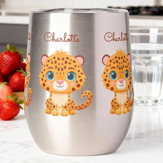 Tasse d'eau pour enfants avec bébé léopard mignon 