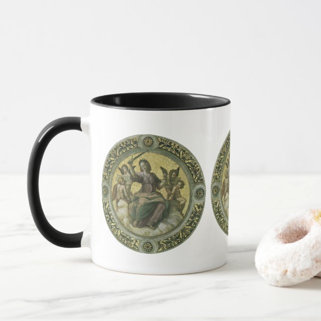 Tasse Déesse romaine Justice avec les anges par Raphael (Avec donut)