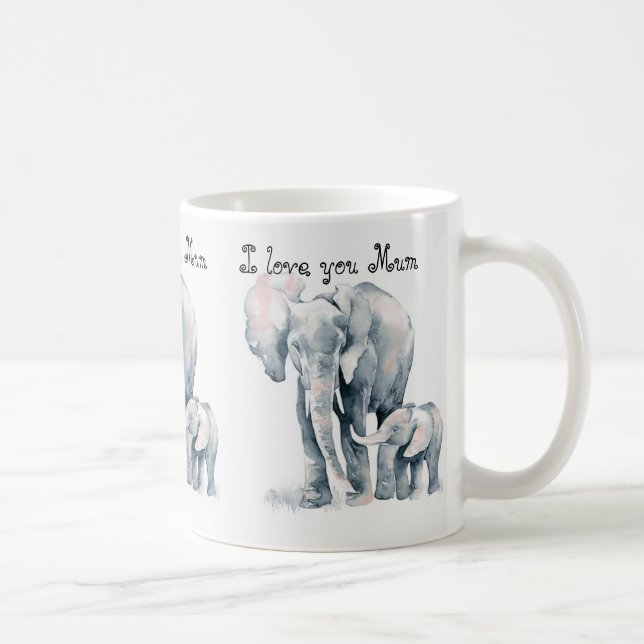 Tasse d'éléphant de maman, je t'aime maman, jour (Droite)