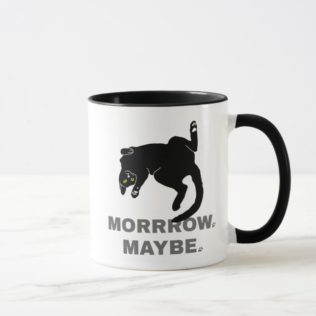 Tasse Demain, peut-être drôle, chat paresseux (Droite)