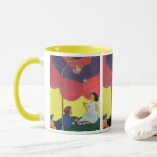 Tasse Des enfants vintages soufflent des bulles sous un 