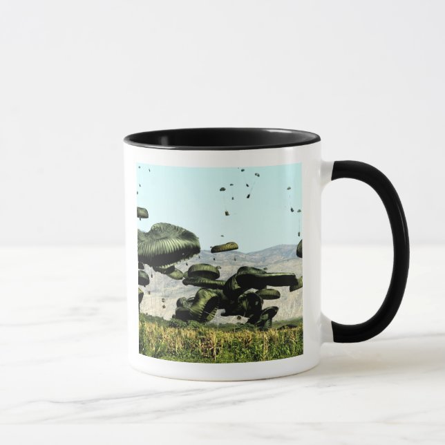 Tasse Des paquets de nourriture et d'eau sont livrés par (Droite)