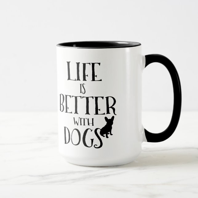 Tasse Design De Texte Noir Moderne - La Vie Est Meilleur (Droite)