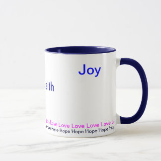 Tasse d'espoir et d'amour de joie de foi de paix