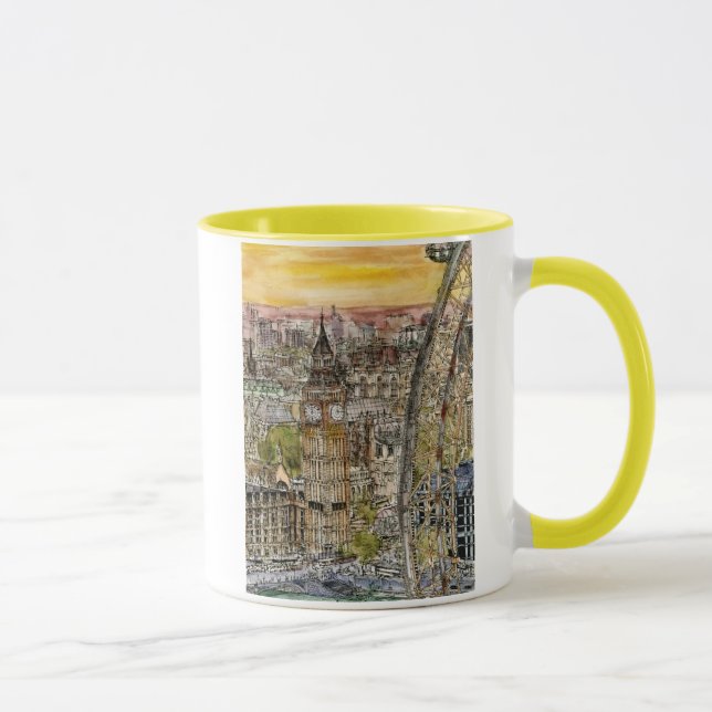 Tasse Destinations | Aquarelle Big Ben & London Eye (Droite)