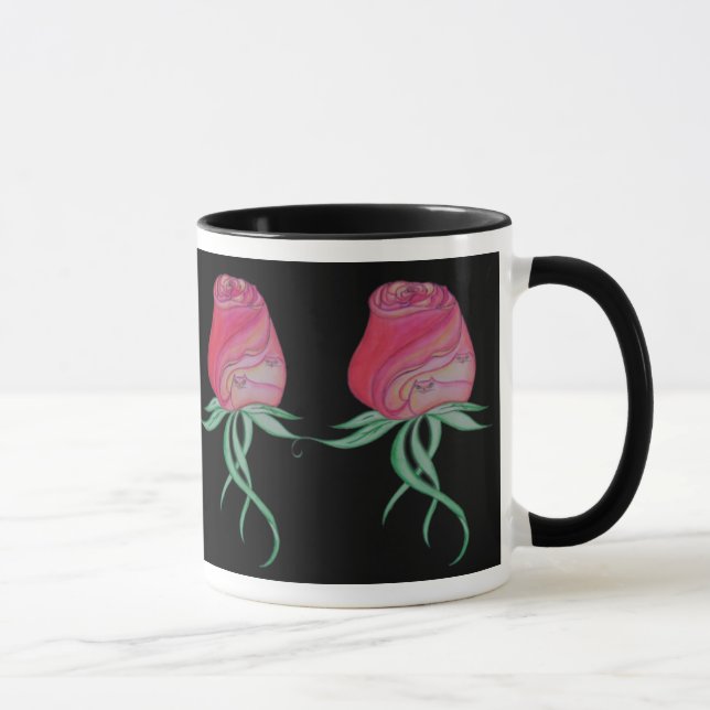 Tasse Deux chats dans un Rose-Noir (Droite)