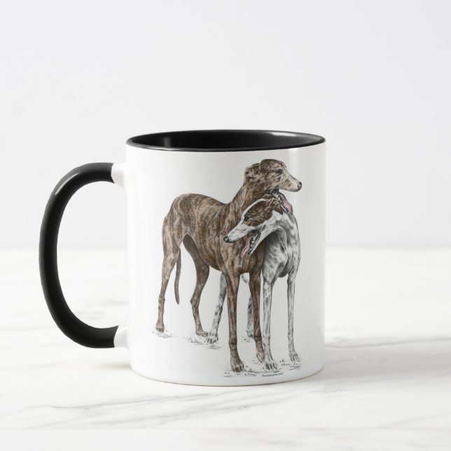 Tasse Deux Greyhound Friends Dog Art (Gauche)