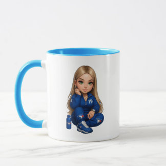 Tasse deux tons avec personnage de fille de dessin