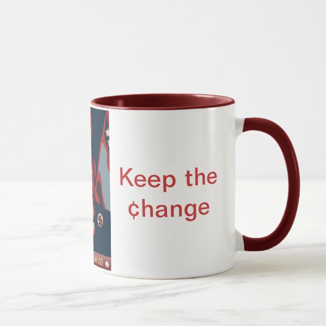 Tasse d'horloge d'Obama - rouge foncé (Droite)