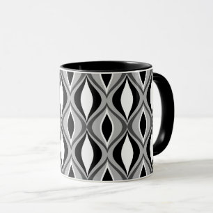 Tasse Diamants Modernes du Milieu du Siècle, Noir, Blanc