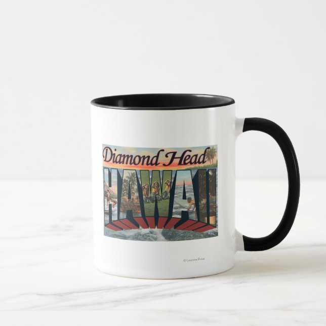 Tasse Diamond Head, Hawaii - Scènes de grandes lettres (Droite)