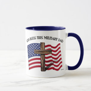 Tasse DIEU BÉNISSE CE PÈRE MILITAIRE croix robuste & dra