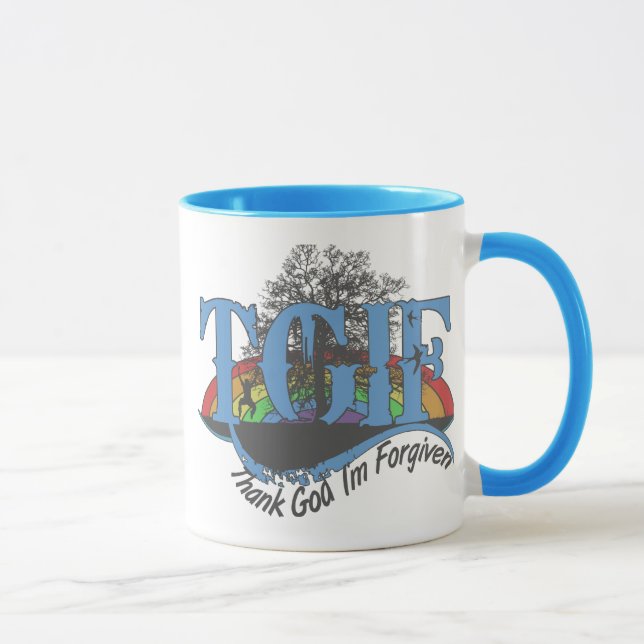 Tasse Dieu merci, je suis pardonné au TGIF (Droite)