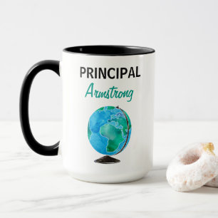 Tasse Directeur personnalisé par globe d'aquarelle
