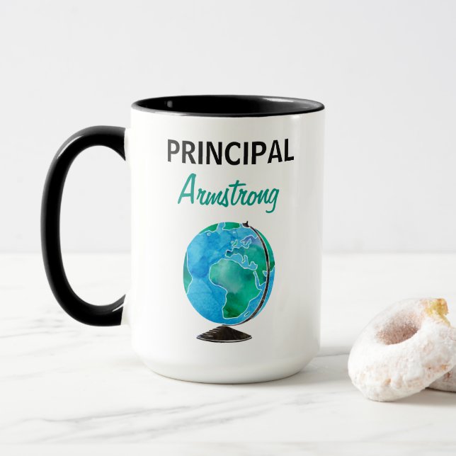 Tasse Directeur personnalisé par globe d'aquarelle (Avec donut)