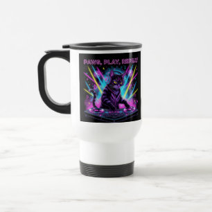 Tasse DJ Chat Paws Play Repeat   Cadeau Drôle pour