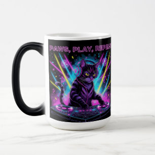 Tasse DJ Chat Paws Play Repeat   Cadeau Drôle pour