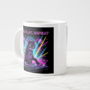 Tasse DJ Chat Paws Play Repeat   Cadeau Drôle pour