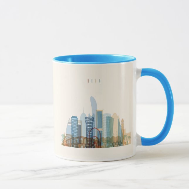 Tasse Doha, horizon de ville du Qatar | (Droite)