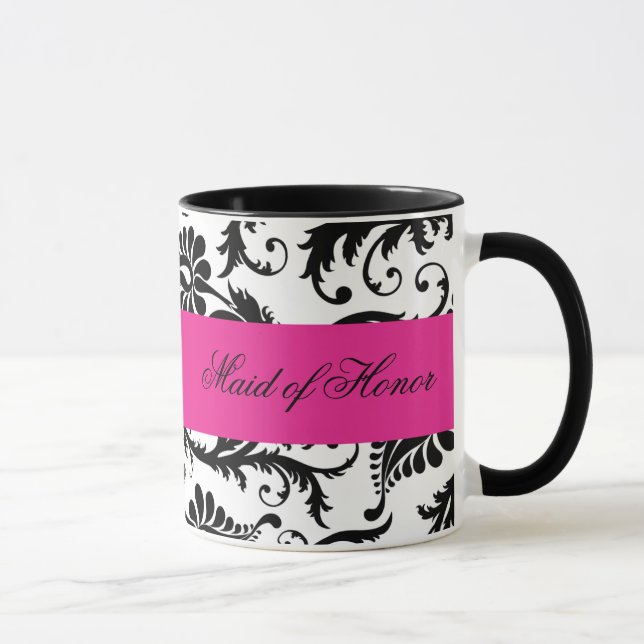 Tasse Domestique noire, blanche, rose de damassé de (Droite)