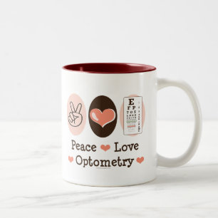 Tasse d'optométrie d'amour de paix