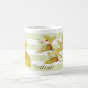 tasse d'orchidée avec le hazuki logo2 de café