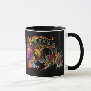 TASSE DRAGO / DRAGON D'OR IMAGINAIRE EN PURPLE ET NOIR