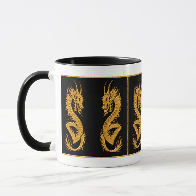 Tasse Dragon oriental d'or 02 (Gauche)