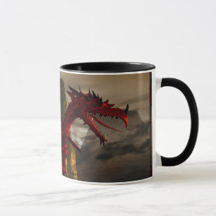 Tasse Dragon Rouge Sur La Montagne