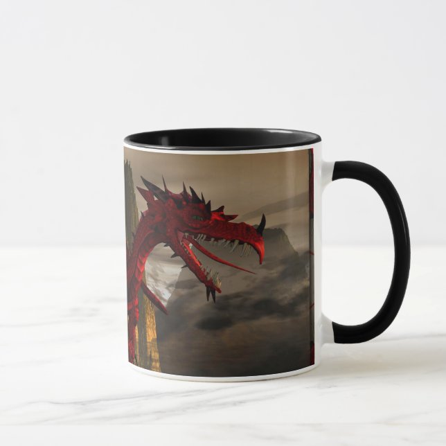 Tasse Dragon Rouge Sur La Montagne (Droite)
