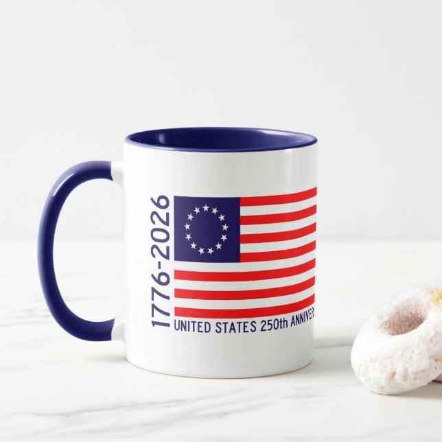 Tasse Drapeau de Betsy Ross d'anniversaire des (Avec donut)