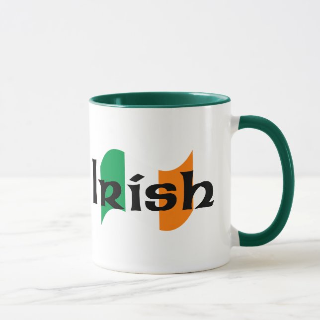 Tasse Drapeau irlandais avec police celtique (Droite)