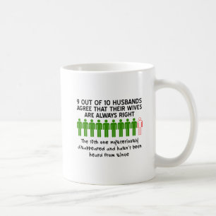 Tasse drôle "9 maris sur 10"