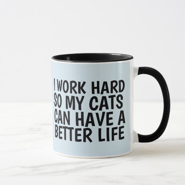 Tasse Drôle Amoureux des chats de cafés Mugs, TRAVAILLER (Droite)