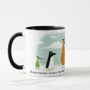 Tasse Drôle Birds Graduation Procession avec texte pers