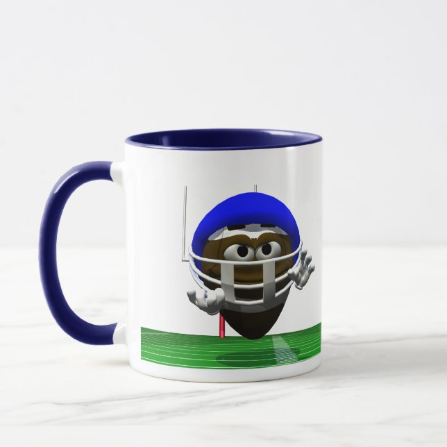 Tasse Drôle Cartoon Football dans un casque (Gauche)