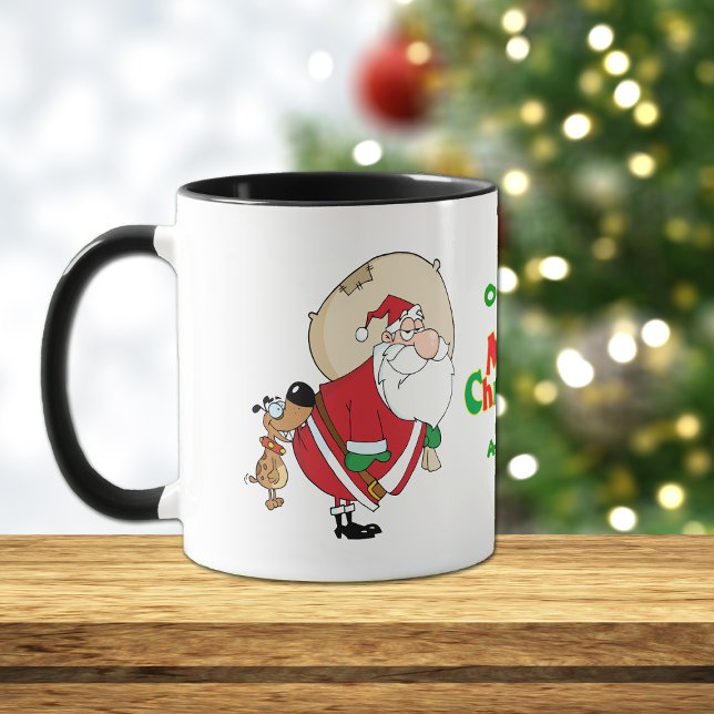 Tasse Drôle Chien Biting Père Noël Noël (Créateur téléchargé)